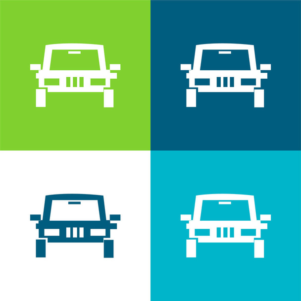 Všechna terénní vozidla Byt čtyři barvy minimální ikona nastavena - Vektor, obrázek