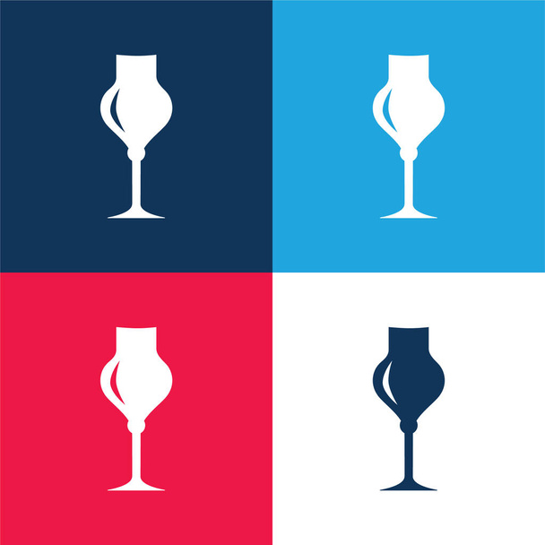 Zwart Elegante Drinkglazen Gereedschap blauw en rood met vier kleuren minimale pictogram set - Vector, afbeelding