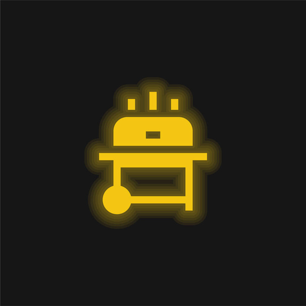Bbq sárga izzó neon ikon - Vektor, kép
