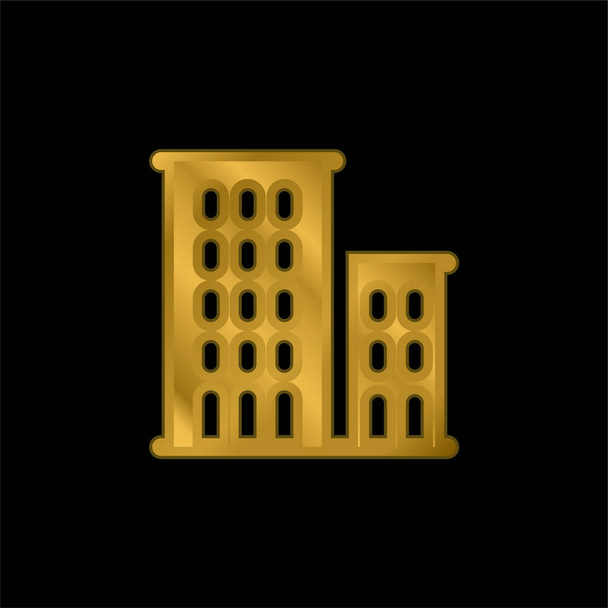Apartamentos chapado en oro icono metálico o logo vector - Vector, Imagen