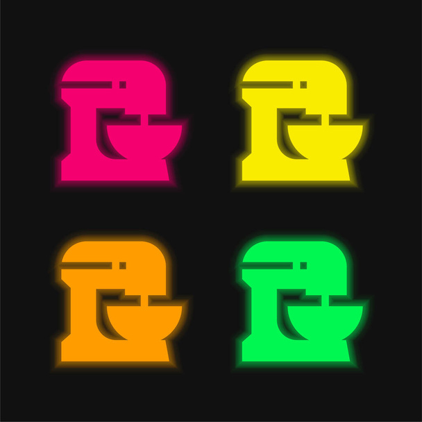 Beater four color glowing neon vector icon - Vector, Image