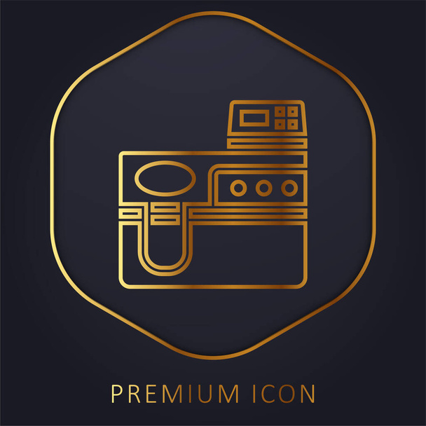 Logo nebo ikona prémie zlaté linie biotechnologie - Vektor, obrázek