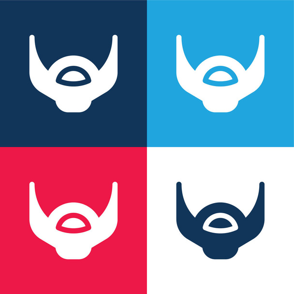 Vousy modré a červené čtyři barvy minimální ikona nastavena - Vektor, obrázek