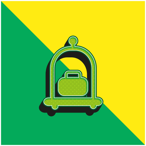 Carro de equipaje verde y amarillo moderno vector 3d icono logo - Vector, Imagen
