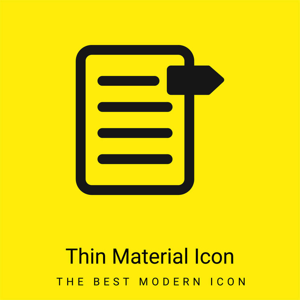 Bookmark On File minimal bright yellow material icon - Vector, Image