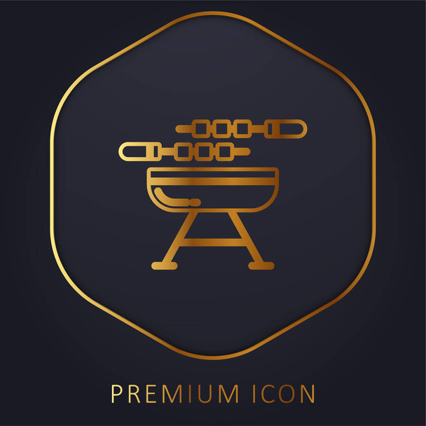 Bbq золота лінія логотип або значок преміум-класу
 - Вектор, зображення