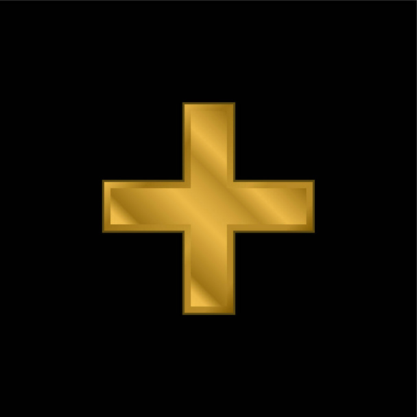 Operación de adición chapado en oro icono metálico o vector de logotipo - Vector, Imagen