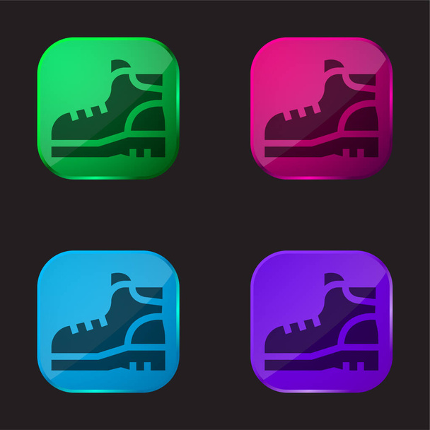Boots vier Farbe Glas-Taste-Symbol - Vektor, Bild