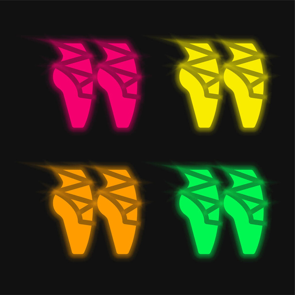 Ballet de cuatro colores brillante icono del vector de neón - Vector, Imagen