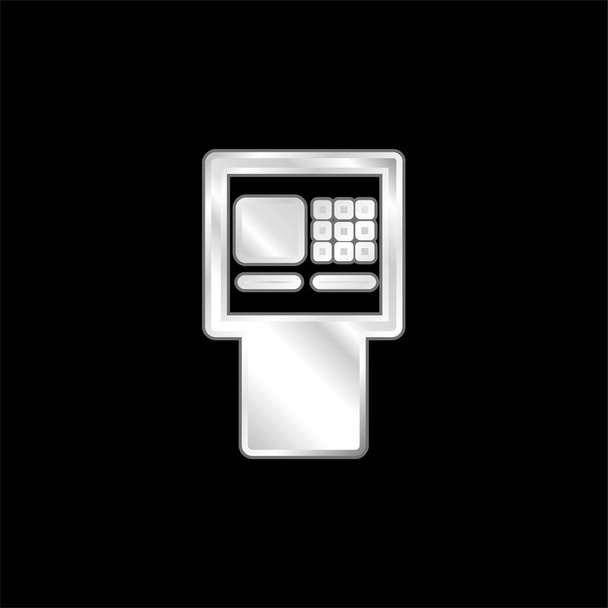 ATM silver plated metallic icon - Vector, Image
