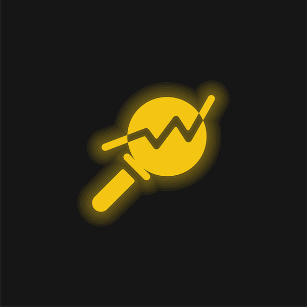 Analízis sárga izzó neon ikon - Vektor, kép