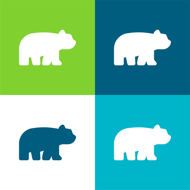 Set di icone minimali a quattro colori Bear Flat - Vettoriali, immagini