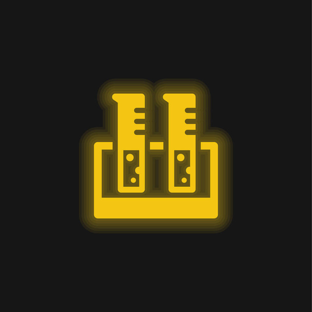 Kádinka Skleněná žlutá zářící neonová ikona - Vektor, obrázek