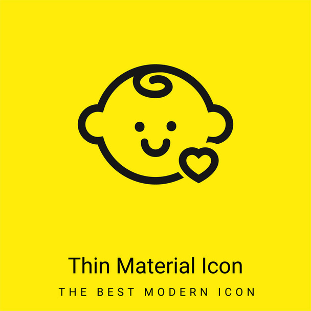 Testa del bambino con un piccolo cuore Outline icona materiale giallo brillante minimo - Vettoriali, immagini
