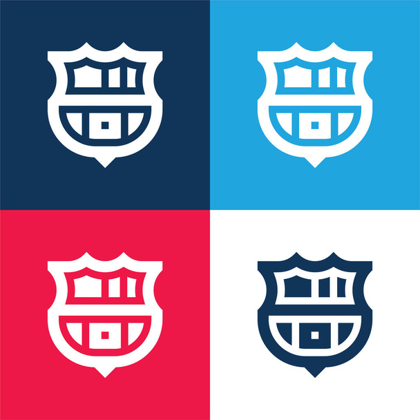 Barcelona blue and red four color minimal icon set - Vector, Image