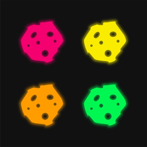 Asteroid čtyři barvy zářící neonový vektor ikona - Vektor, obrázek