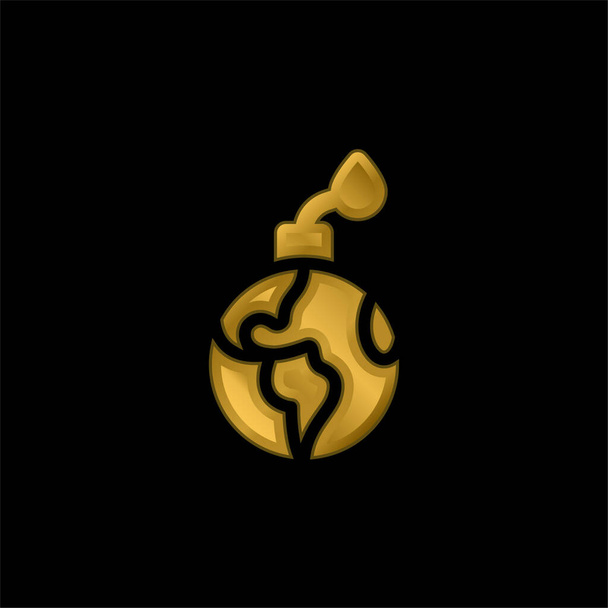 Bomb gold plated metalic icon or logo vector - Vector, Image
