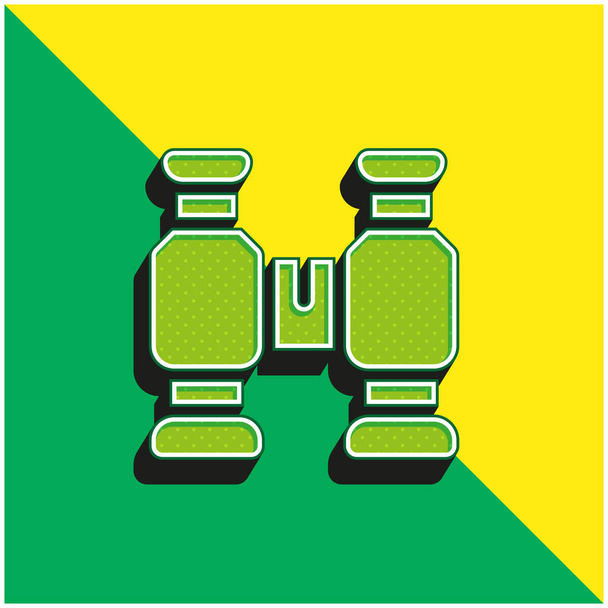 双眼鏡緑と黄色の現代的な3Dベクトルアイコンのロゴ - ベクター画像