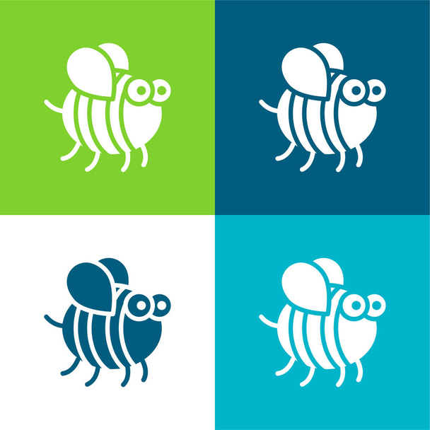 Bee Flat four color minimal icon set - Vector, Image