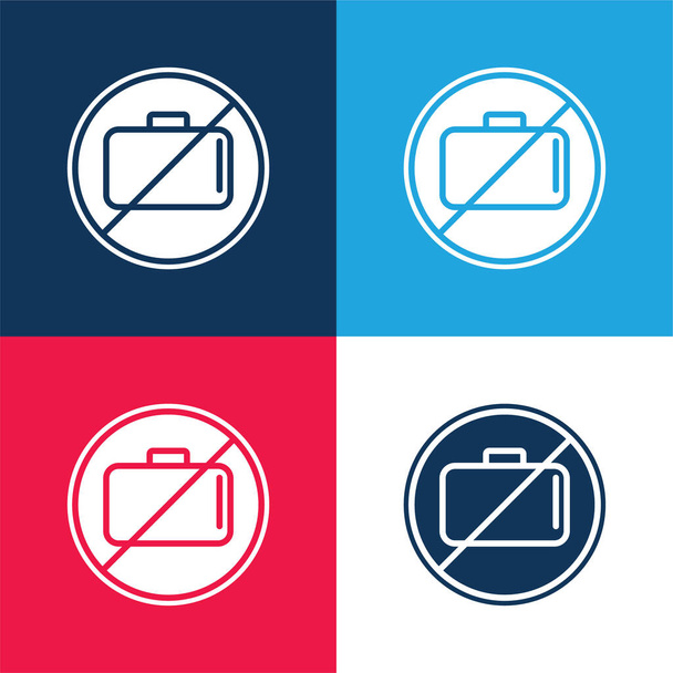 手荷物禁止信号青と赤の4色の最小アイコンセット - ベクター画像