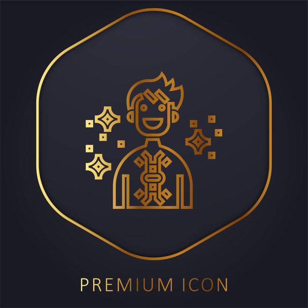 Anticuerpos línea dorada logotipo premium o icono - Vector, imagen