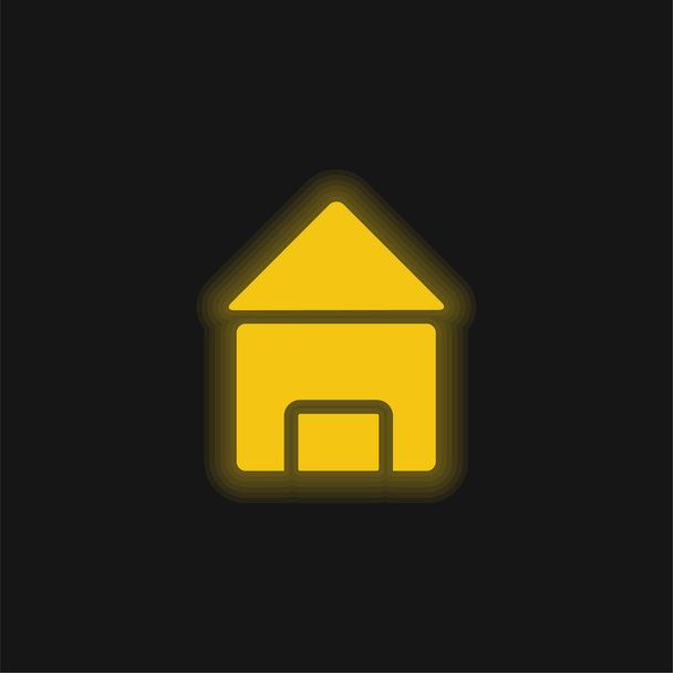 Zwart huis geel gloeiende neon pictogram - Vector, afbeelding