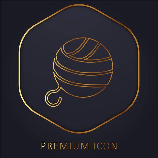 Ball Of Wool golden line premium logo or icon - Vector, Image