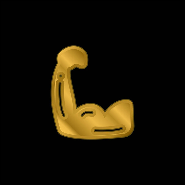 Біцепс золотий металевий значок або вектор логотипу
 - Вектор, зображення