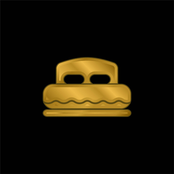 Кровать для пары золотистый металлический значок или вектор логотипа - Вектор,изображение