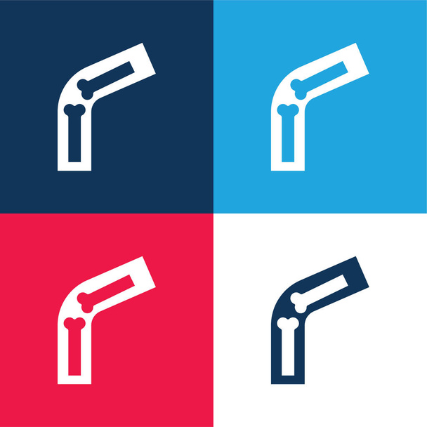 Bones blue and red four color minimal icon set - Vector, Image