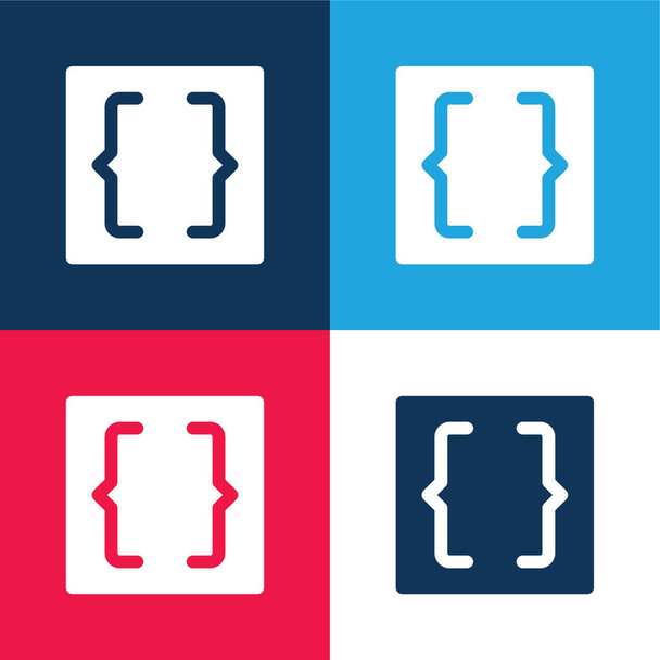 Brackets blue and red four color minimal icon set - Vector, Image
