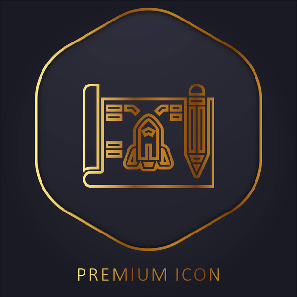 Blueprint golden line premium logo or icon - Vector, Image