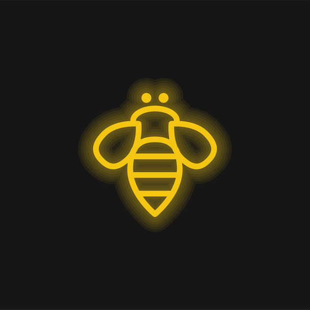 Bee Insect Outline yellow glowing neon icon - Vector, Image