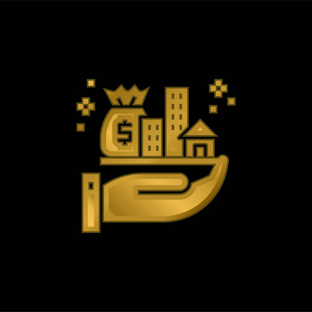Assets gold plated metalic icon or logo vector - Vector, Image