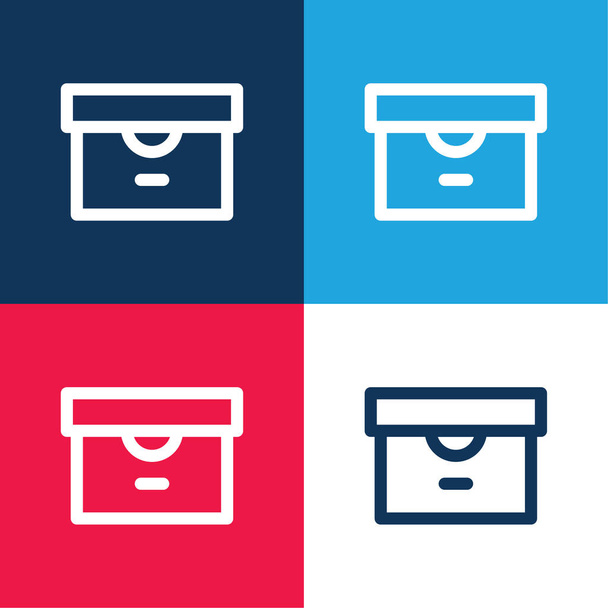 Archivo azul y rojo conjunto de iconos mínimo de cuatro colores - Vector, imagen
