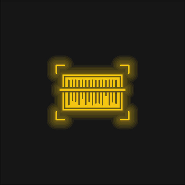 Barcode geel gloeiend neon pictogram - Vector, afbeelding