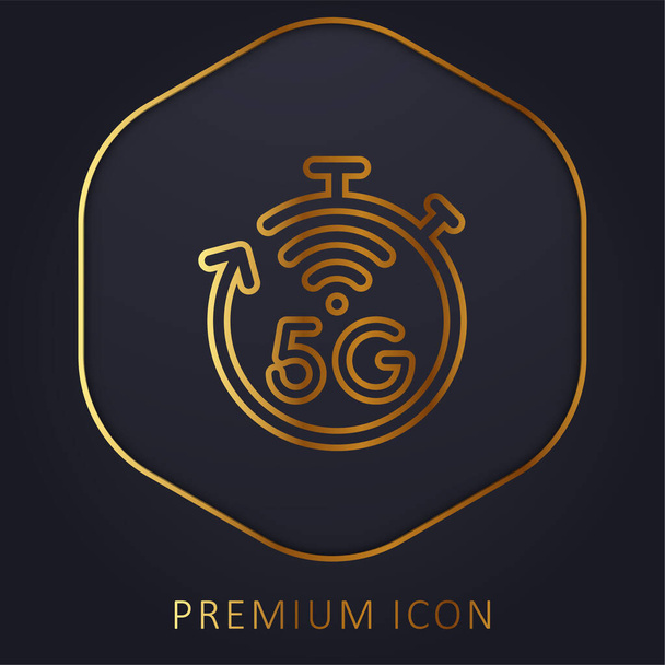 5g złotej linii logo premium lub ikona - Wektor, obraz