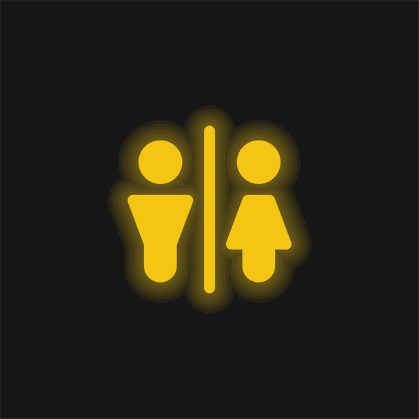 Badkamer geel gloeiende neon pictogram - Vector, afbeelding