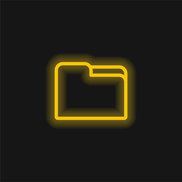 Nagy mappa sárga izzó neon ikon - Vektor, kép