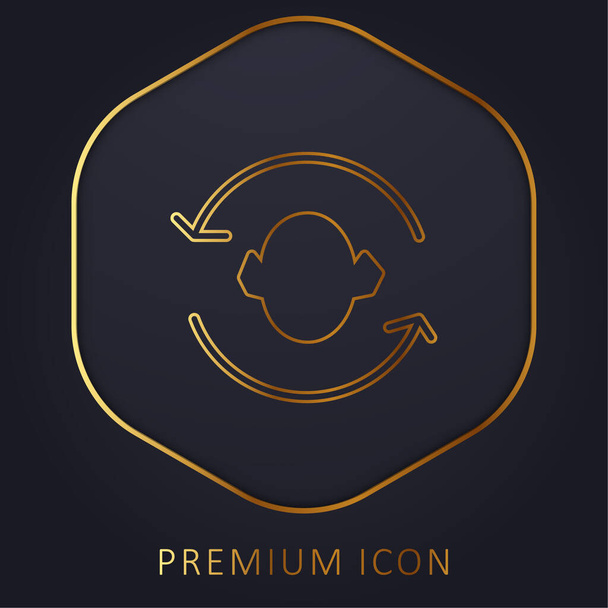 Setas Casal em torno de uma silhueta cabeça linha dourada logotipo premium ou ícone - Vetor, Imagem