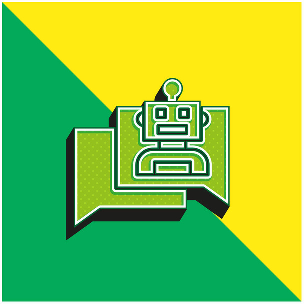 ボットグリーンと黄色の現代的な3Dベクトルアイコンのロゴ - ベクター画像
