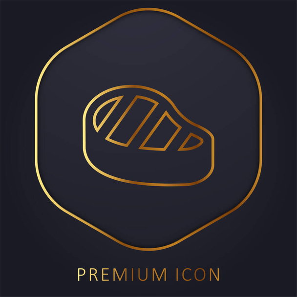 Filete de res línea dorada logotipo premium o icono - Vector, Imagen