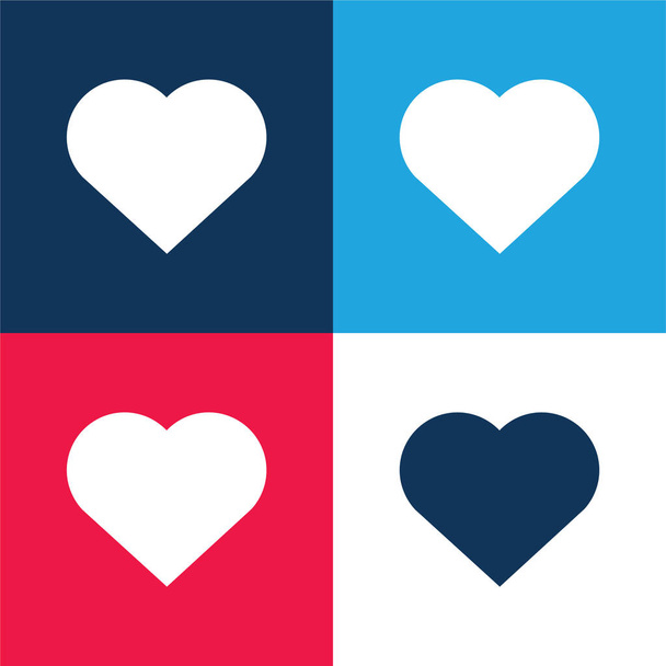 Big Heart blue and red four color minimal icon set - Vector, Image