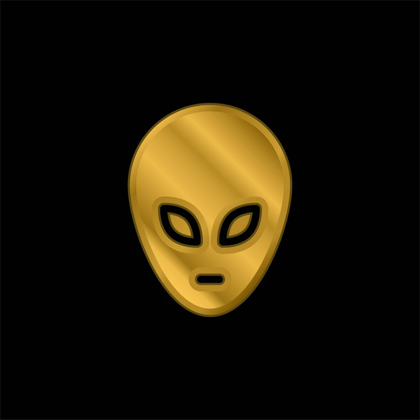 Alien vergulde metalic icoon of logo vector - Vector, afbeelding