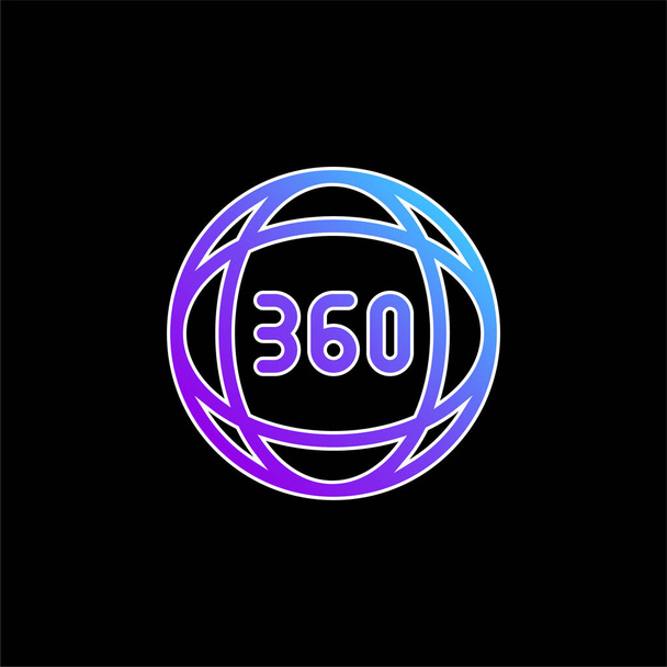 360 fok kék gradiens vektor ikon - Vektor, kép