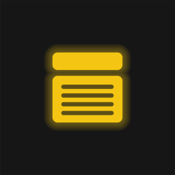 Cikk sárga izzó neon ikon - Vektor, kép