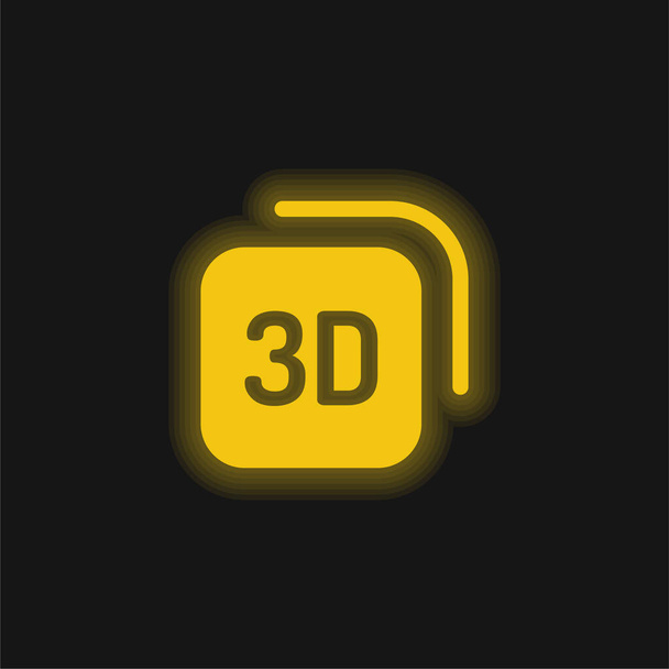 3Dイエローの輝くネオンアイコン - ベクター画像