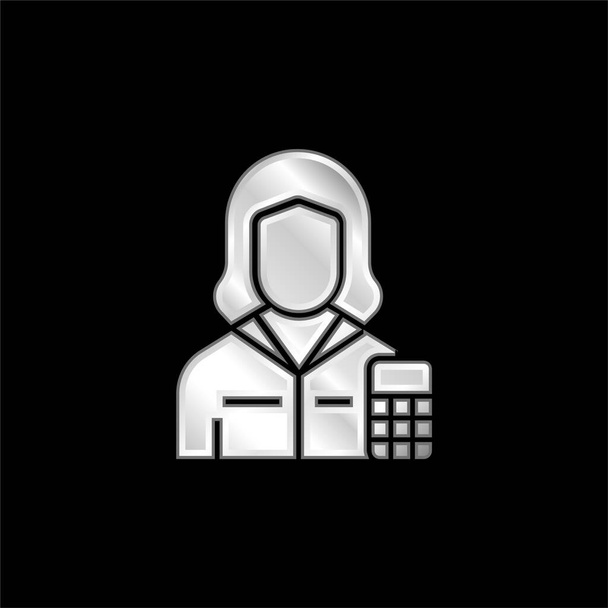 Accountant postříbřená kovová ikona - Vektor, obrázek