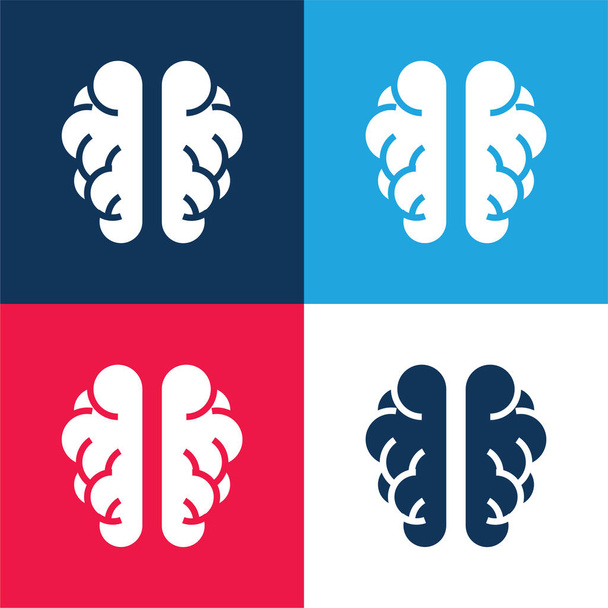 Brainstorm bleu et rouge ensemble d'icônes minimes quatre couleurs - Vecteur, image
