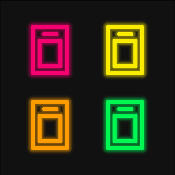 Bord vier kleur gloeiende neon vector icoon - Vector, afbeelding